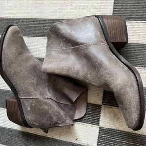 Distressed leather ankle boots